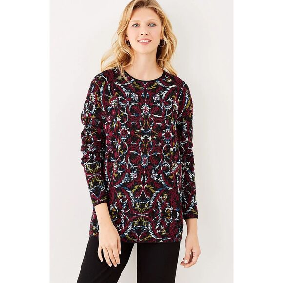 J. Jill | Jacquard Tapestry Relaxed Pullover Sweater | Medium - Picture 1 of 11